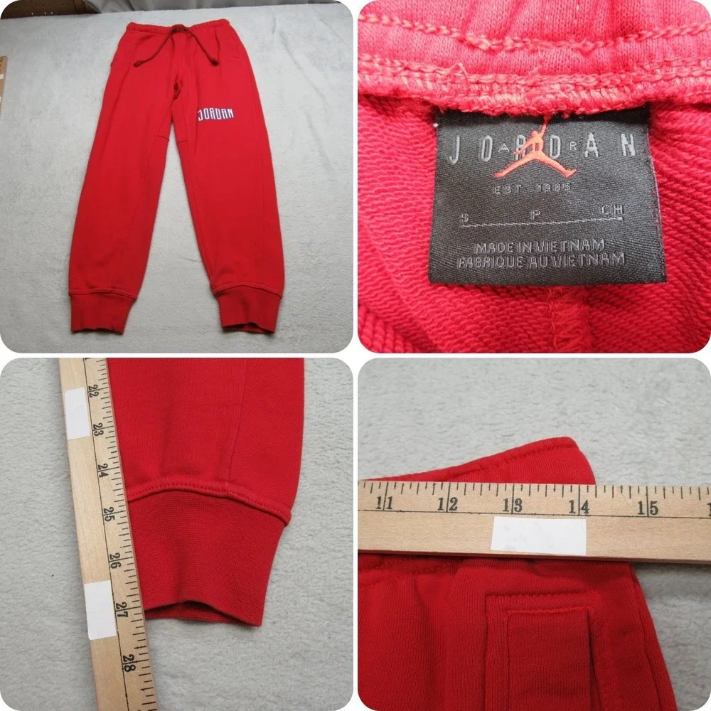 Jordan Pants Mens Small Red Essentials Fleece‎ Jogger Heavyweight Tapered 28X27